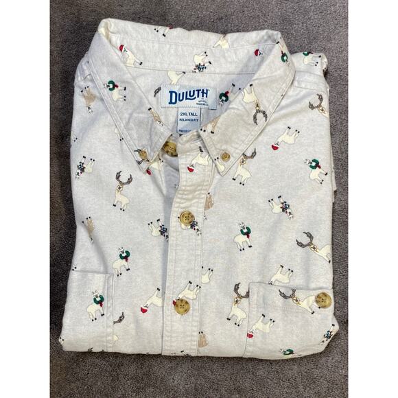 Diluth Trading Company Men XXL Tall Relaxed Fit Christmas Reindeer Flannel Shirt - Picture 4 of 8